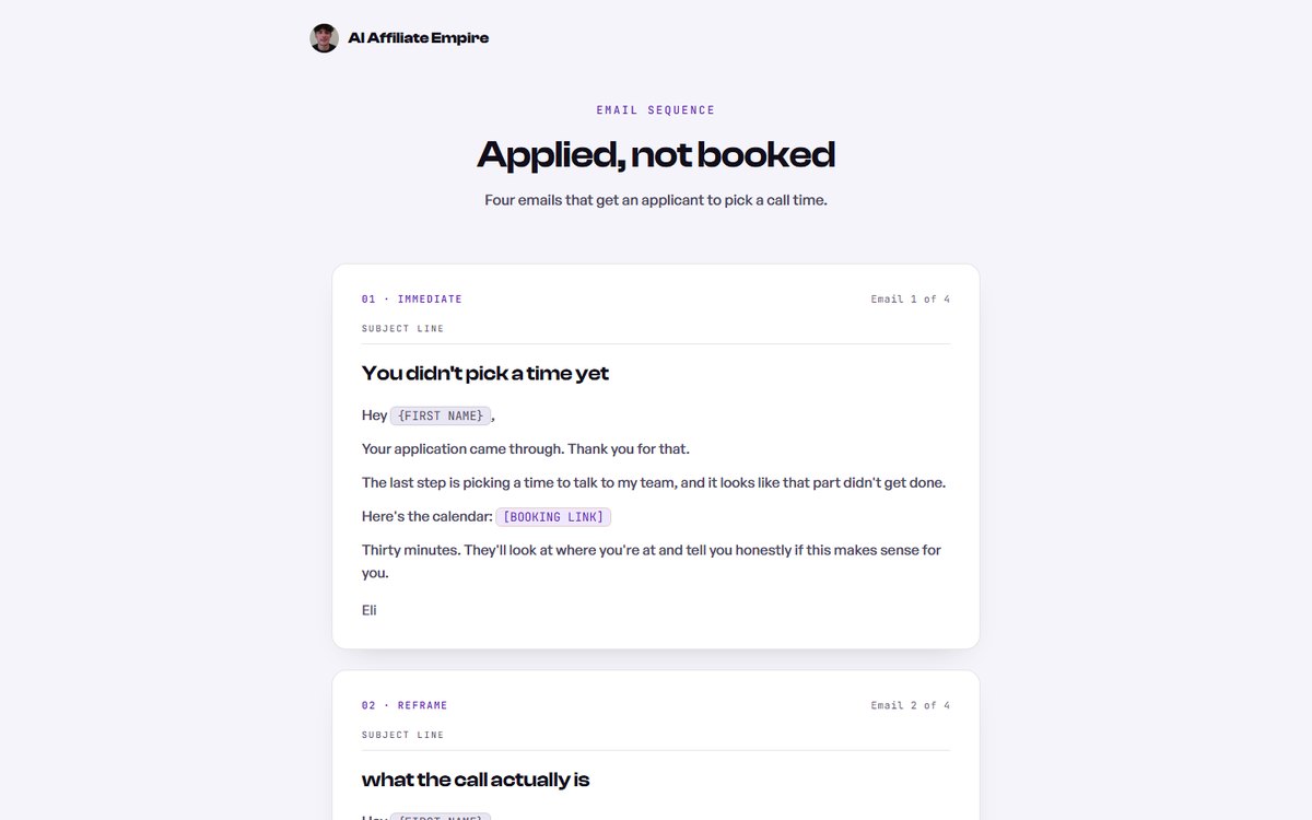Applied, not booked preview
